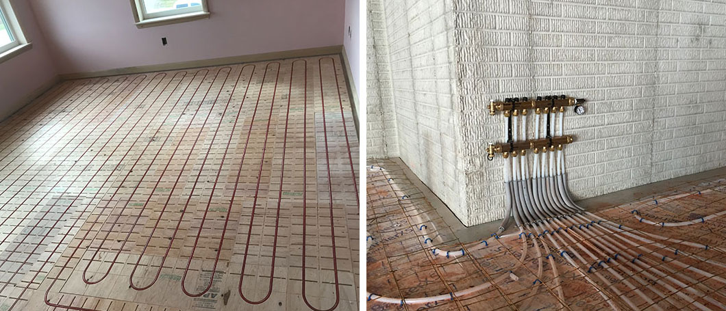 Residential install of a radiant floor heating system.